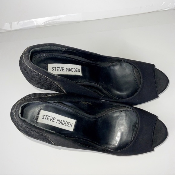 Steve Madden Black P Tessi Satin Toe Pump Stiletto Heel | Size US 7.5 - Picture 5 of 7